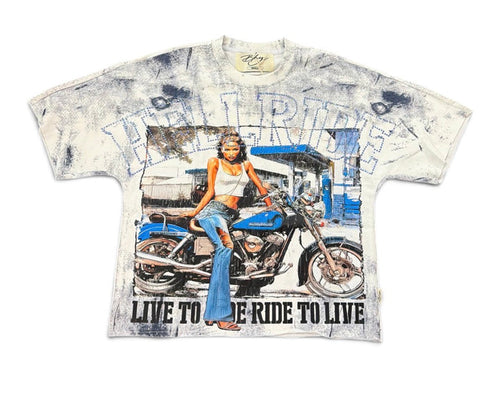 Men's BKYS ‘Hell Ride’ F-Terry Cropped T-Shirt in White