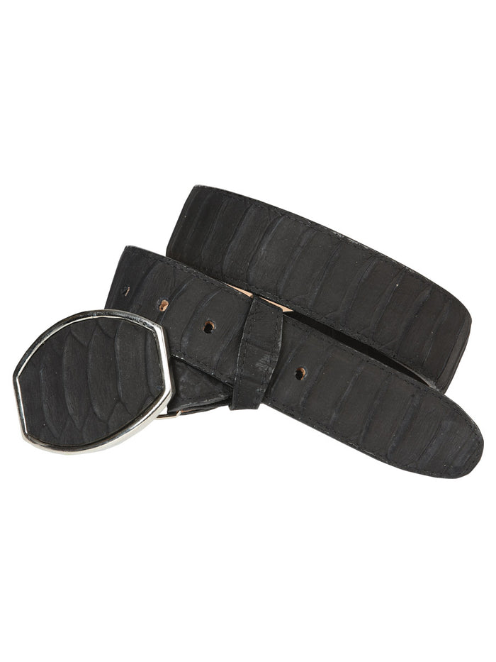 Men’s Western Belt El General Imitation Python Print - Black