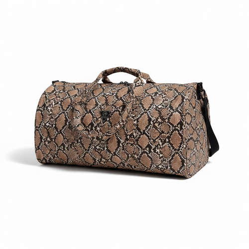 Mint Cobra tan duffle bag, stylish accessories with sturdy handles and spacious interior, ideal for travel or gym use.