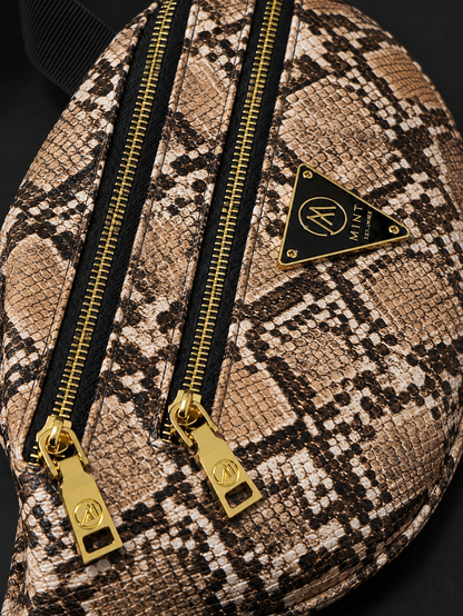 Tan Mint Cobra Fanny Pack Bag with adjustable strap and textured design, perfect for casual wear and everyday use.