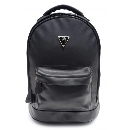 Black Mint lambskin backpack with adjustable shoulder straps and a spacious main compartment, stylish accessories for everyday use.