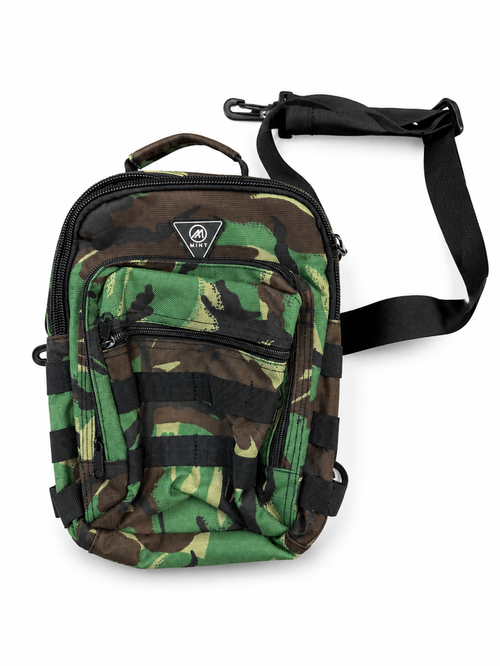 Mint large camo cross body bag fanny pack with adjustable strap and spacious main compartment.