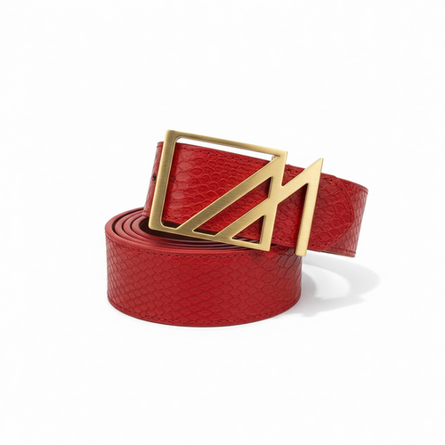 Gold geometric M buckle accessory by Mint-Worldwide, featuring a stylish M-shaped design on a sleek accessory piece.