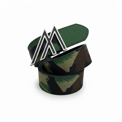Mint-worldwide premium two-tone silver and black belt with matching buckle, stylish accessories for men's fashion.