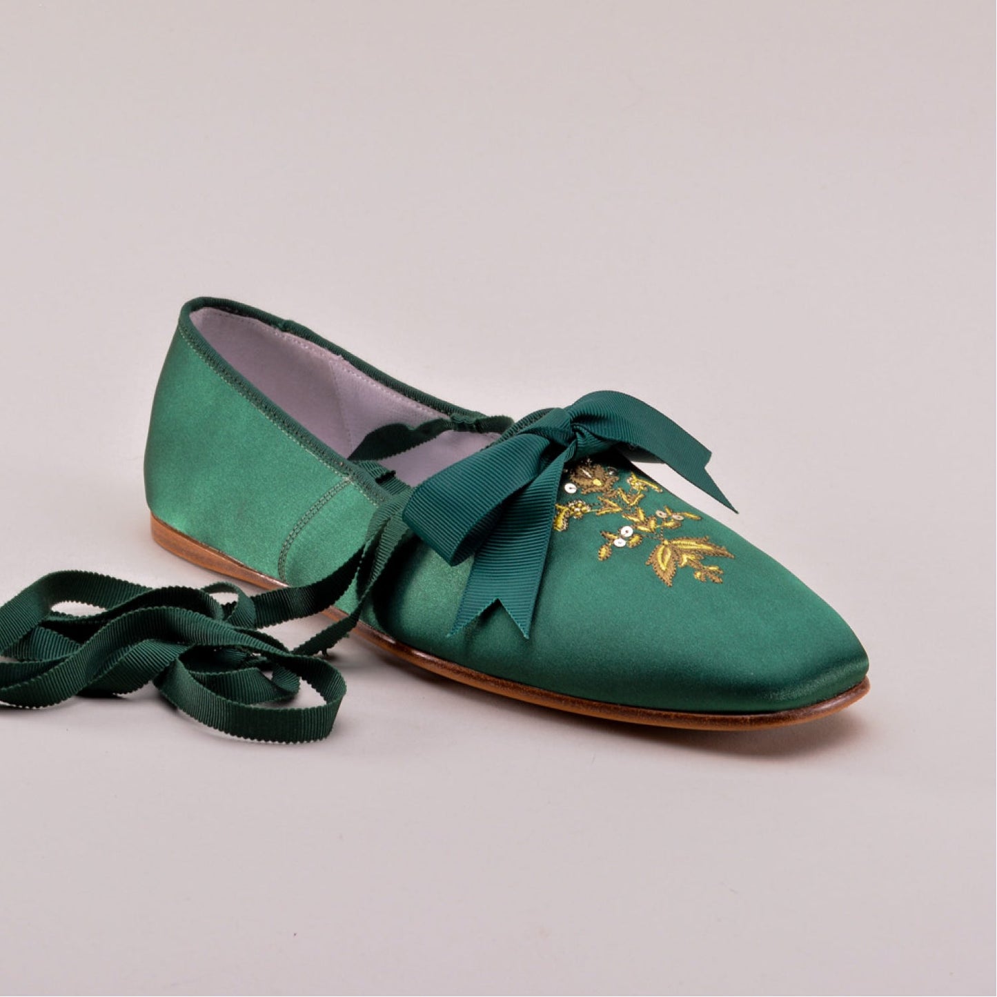 Penelope Regency Slippers (Dark Green)