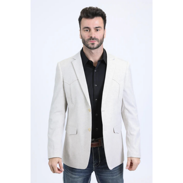 Platini Men's Double Button Western Blazer - Off White