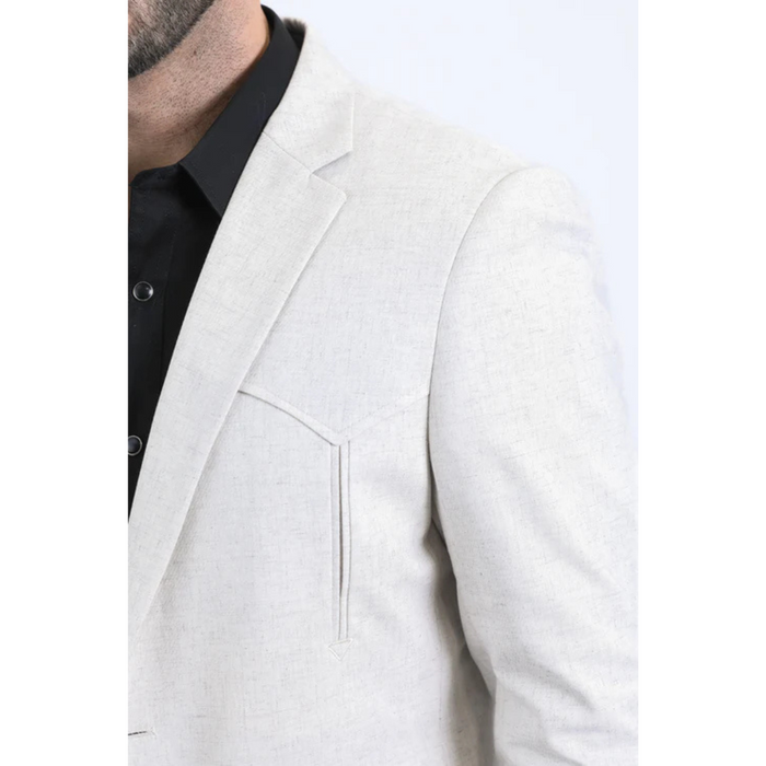 Platini Men's Double Button Western Blazer - Off White