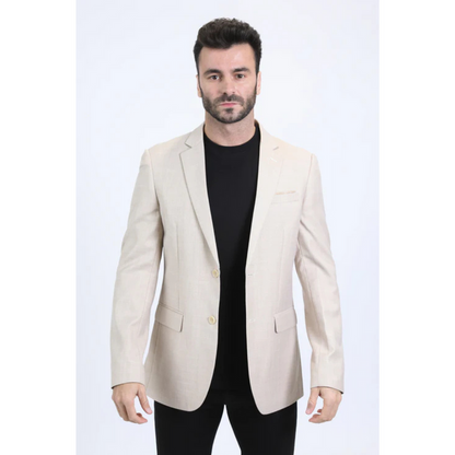 Platini Men's Modern Fit Blazer - Beige