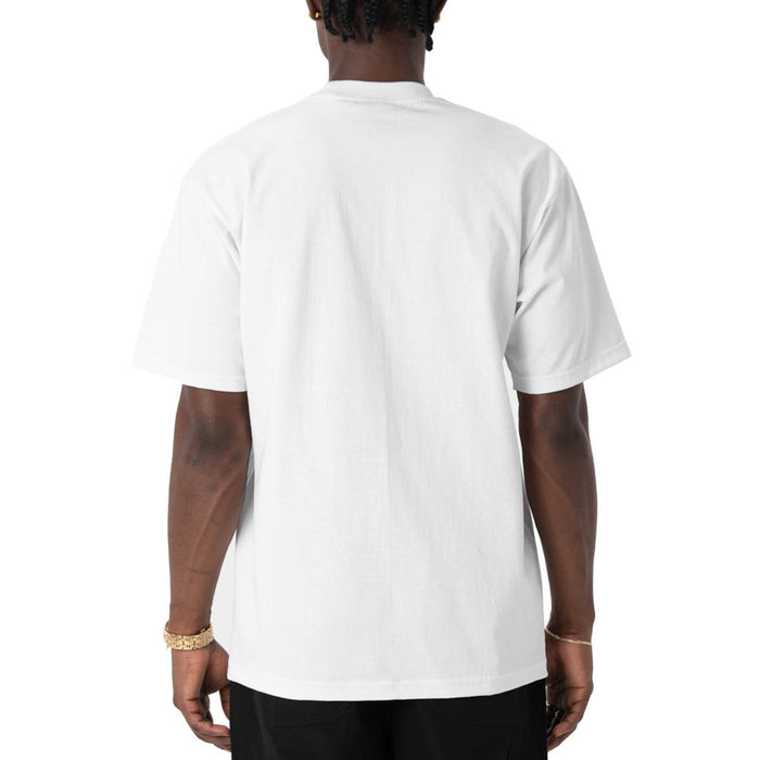 White heavyweight cotton T-shirt from REASON PRO CLUB, short-sleeve crewneck tee with a relaxed fit and soft fabric.
