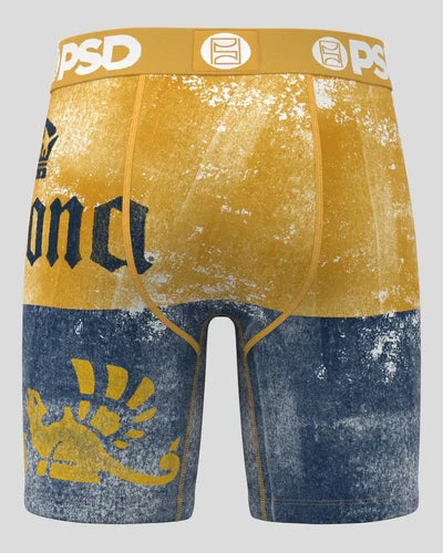 PSD Underwear Corona 1925 boxers in multi-color, featuring vintage logo design and soft fabric, displayed laid flat.