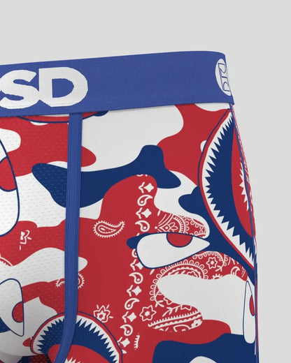 PSD Underwear WF Camo Paisley boxers in multi-color with camo and paisley pattern, casual men's accessories.