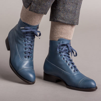 Rainey Vintage Lace-Up Boots (Blue)