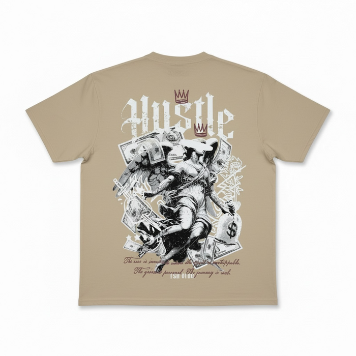 Khaki Reason 'Real Ones Move Different' T-shirt, casual fit, with graphic design, made by REASON, shown in a front view.