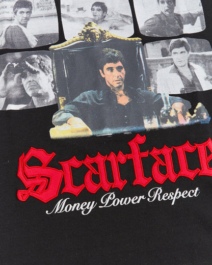 Black Reason Scarface Money Power Respect T-shirt featuring bold graphic design and classic fit.