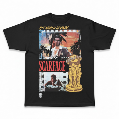 Black Reason 'Scarface TWIY' T-Shirt with graphic design, casual fit, and branded logo on front.