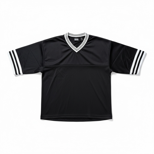 Black Rebel Minds 'Hockey' cropped jersey tee with bold hockey-themed design, casual fit, and athletic style.