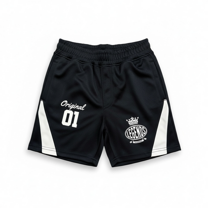 Black Rebel Minds Kids Crown Legends Air Mesh Shorts with elastic waistband and breathable fabric, perfect for active children.