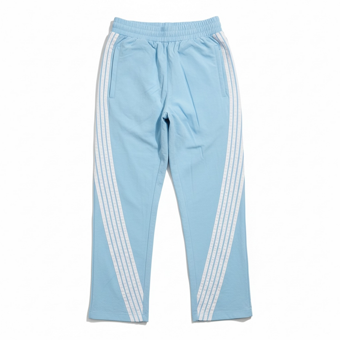 Rebel Minds kids' nylon striped track pants in light blue, featuring comfortable design and sporty style for children.