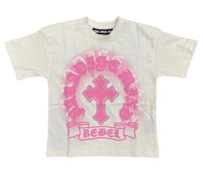Rebel Minds Kids 'Paradise' cream T-shirt featuring colorful graphic design, soft fabric, and comfortable fit for children.