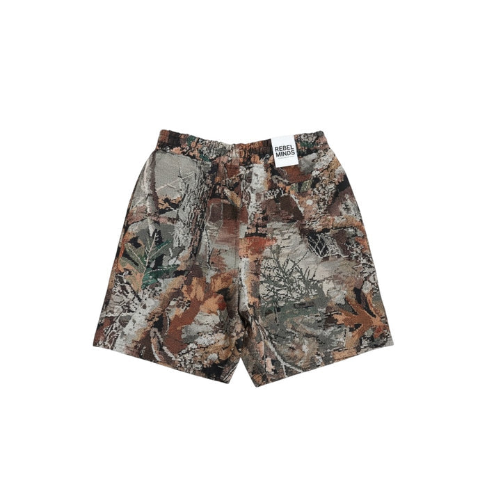 Rebel Minds Kids 'Paradise' camo tapestry shorts with adjustable waistband and relaxed fit, designed for comfortable everyday wear.