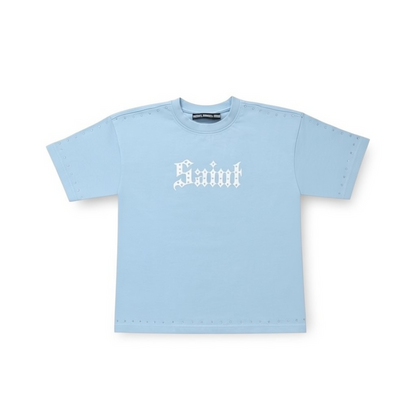 Kids' Rebel Minds Saint T-shirt in light blue, featuring the Rebel Minds brand logo on the front, casual and comfortable fit.