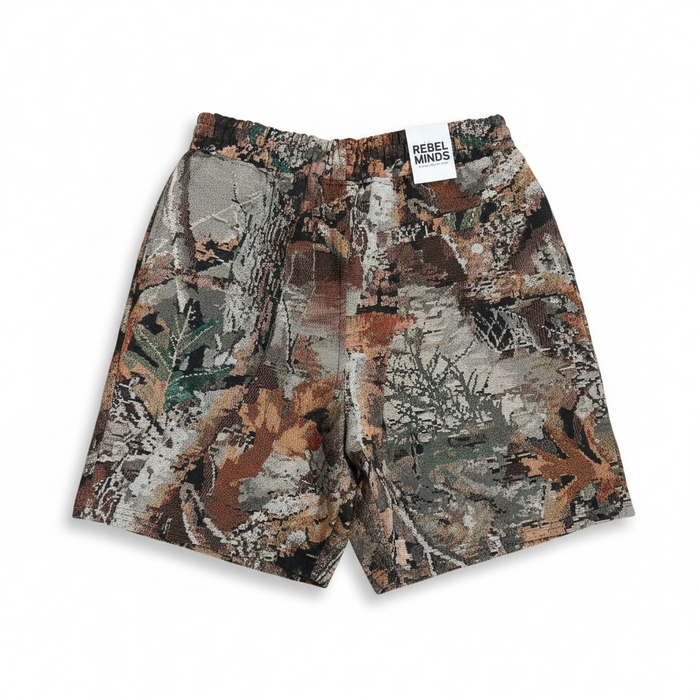 Rebel Minds Paradise camo tapestry shorts, casual men's shorts with a vibrant camo design and relaxed fit.