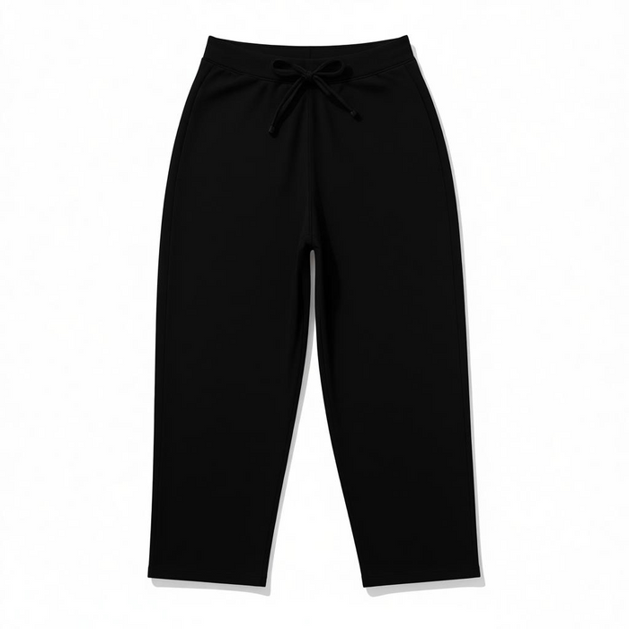 Rebel Minds black ultra relaxed sweatpants with a comfortable fit, shown on a model, casual loungewear style.