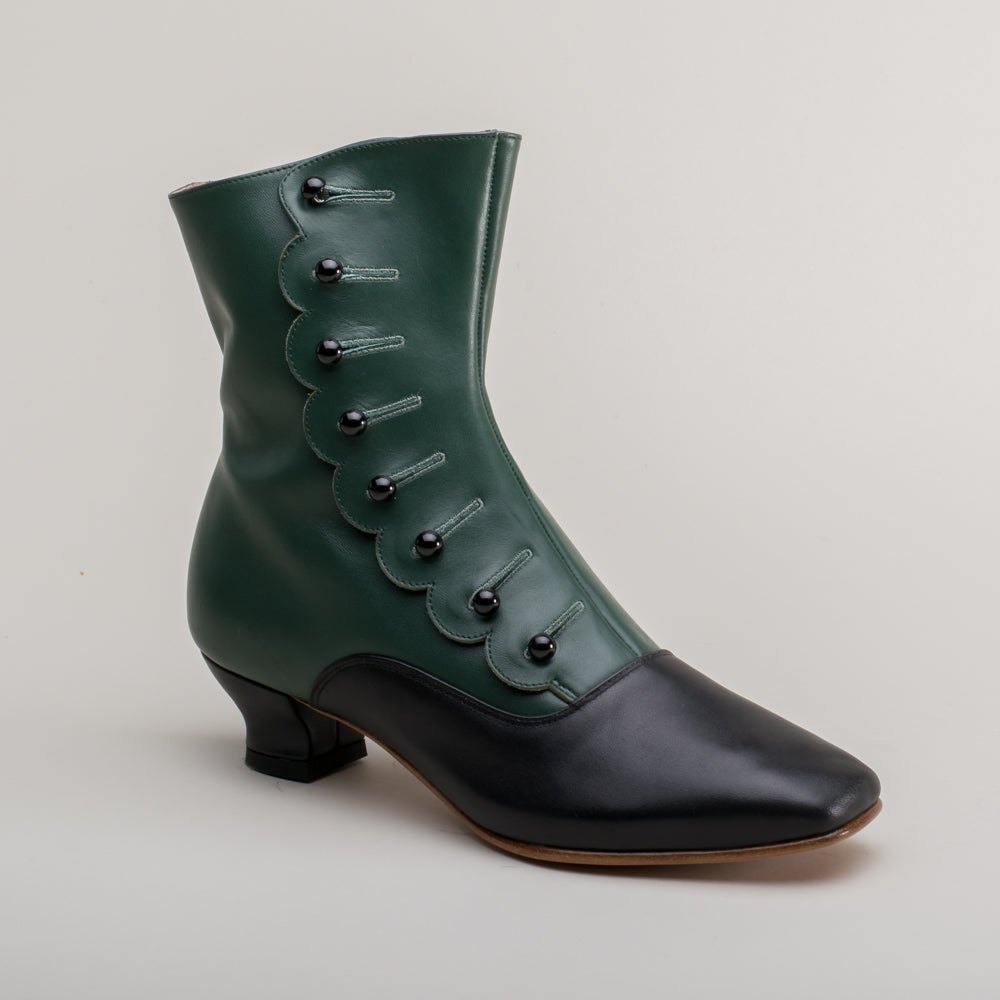 Renoir Victorian Button Boots (Green/Black)
