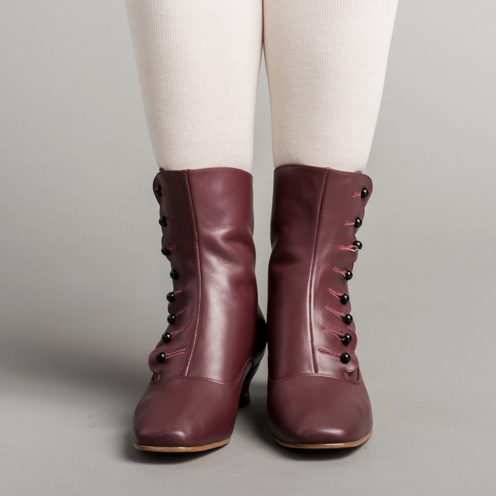 Renoir Victorian Button Boots (Merlot)
