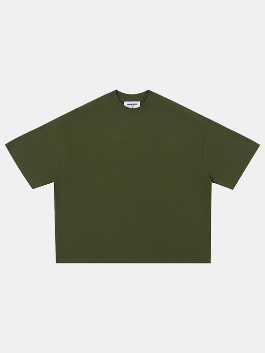 240 GSM BOXY CROPPED FIT 'OLIVE' T-SHIRT