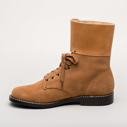 Rosie Vintage Double-Buckle Boots (Tan)
