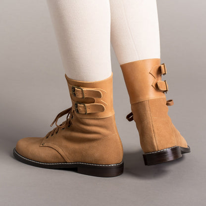 Rosie Vintage Double-Buckle Boots (Tan)