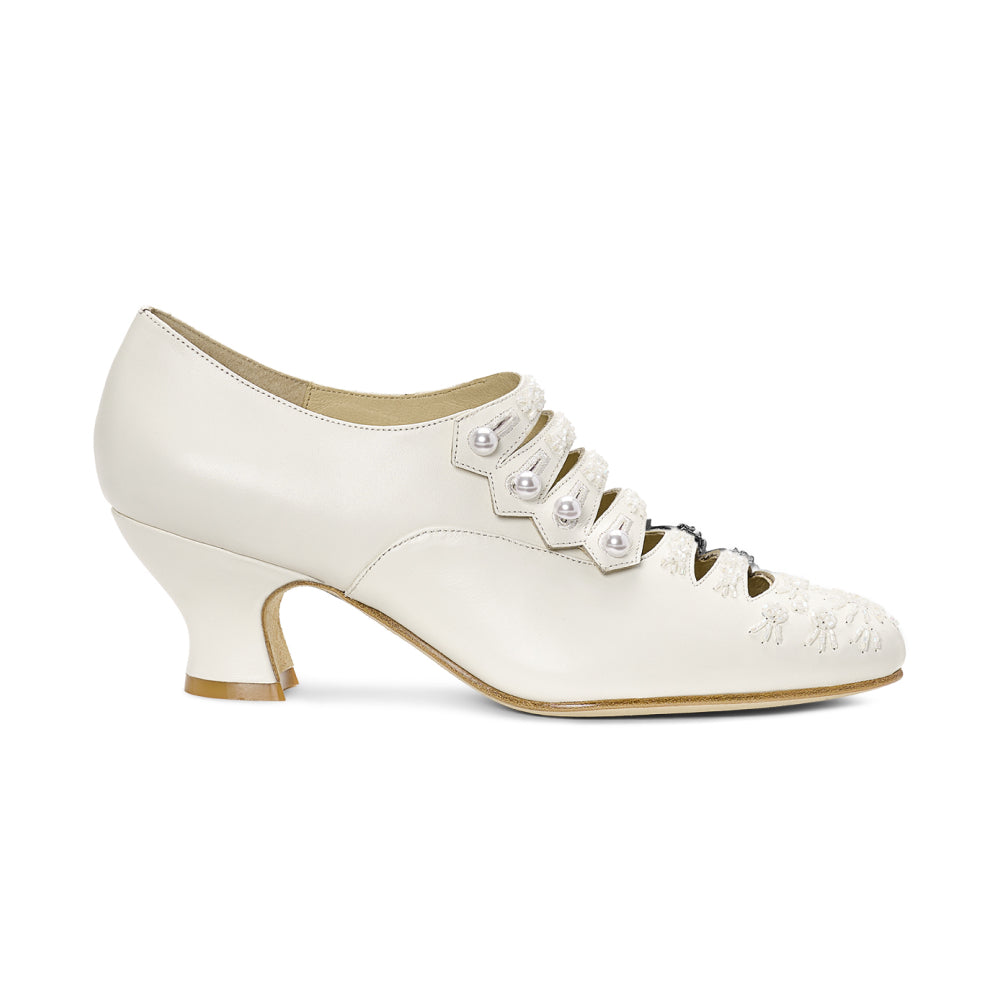 PRE-ORDER Savoy Beaded Edwardian Shoes (Ivory)