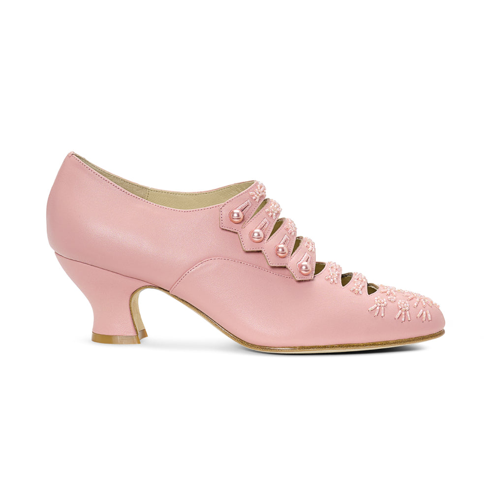PRE-ORDER Savoy Beaded Edwardian Shoes (Pink)