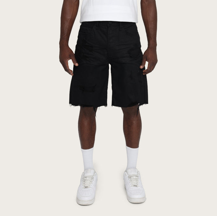 Smoke Rise Clean Look Comport Fit denim shorts in jet black, stylish and fitted for a modern casual look.