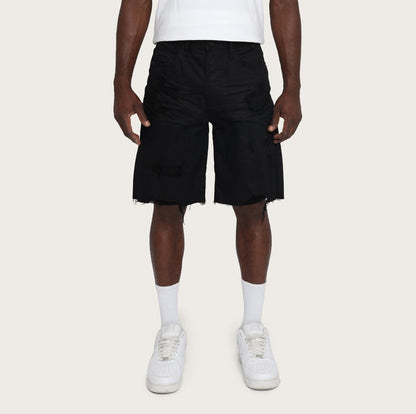 Smoke Rise Clean Look Comport Fit denim shorts in jet black, stylish and fitted for a modern casual look.
