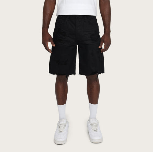 Smoke Rise Clean Look Comport Fit denim shorts in jet black, stylish and fitted for a modern casual look.