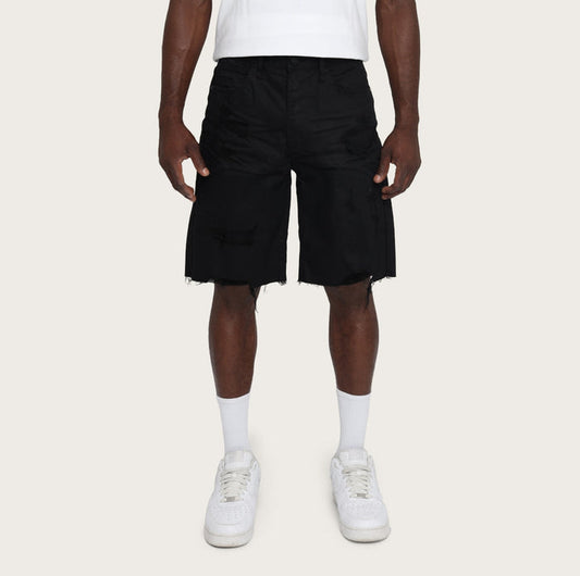 Smoke Rise Clean Look Comport Fit denim shorts in jet black, stylish and fitted for a modern casual look.