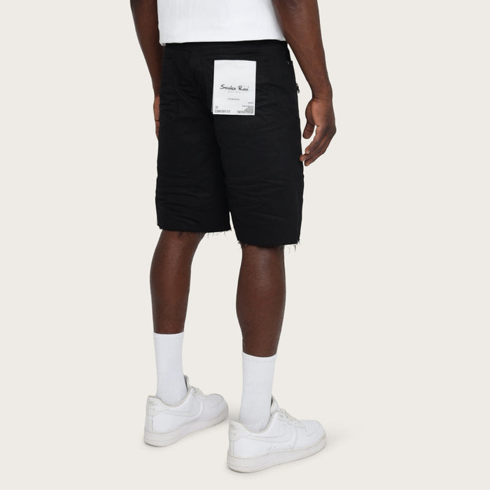 Smoke Rise Clean Look Comport Fit denim shorts in jet black, stylish and comfortable for casual wear.