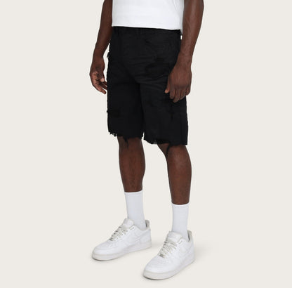 Smoke Rise Clean Look Comport Fit denim shorts in jet black, stylish and comfortable for casual wear.