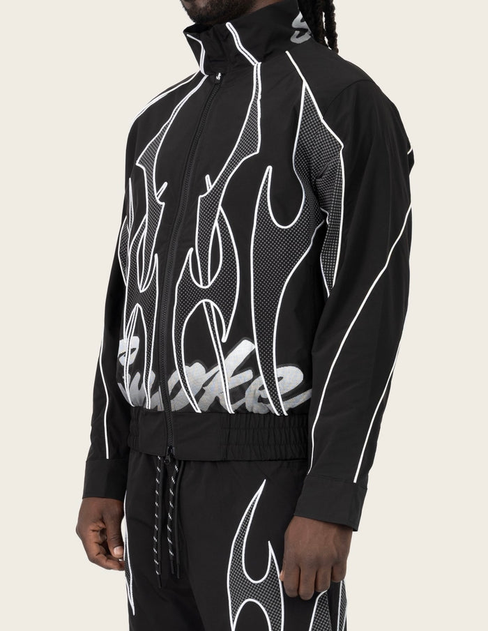 Smoke Rise Racing Gear Shift windbreaker jacket in black, lightweight men's jacket with sporty design.