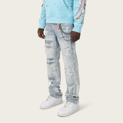 Smoke Rise Racing Jean in Romero Blue straight denim jeans with classic fit and detailed stitching.