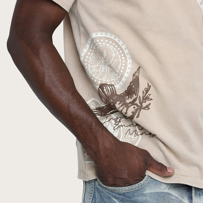 Smoke Rise Visionary T-Shirt in Sesame color, casual tee with graphic design, made for comfortable everyday wear.