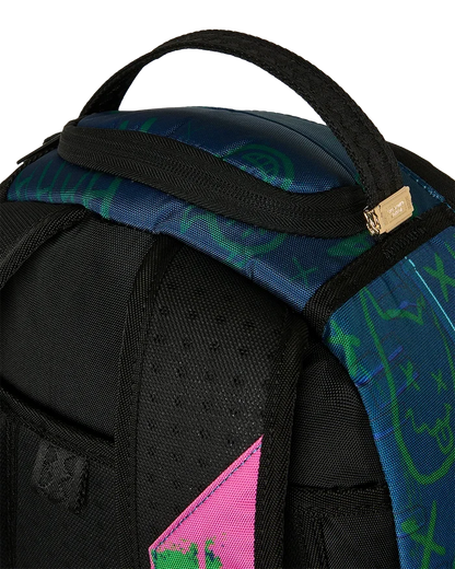 Sprayground 'DC Joker No Rules' backpack featuring bold Joker design with adjustable straps and multiple compartments.