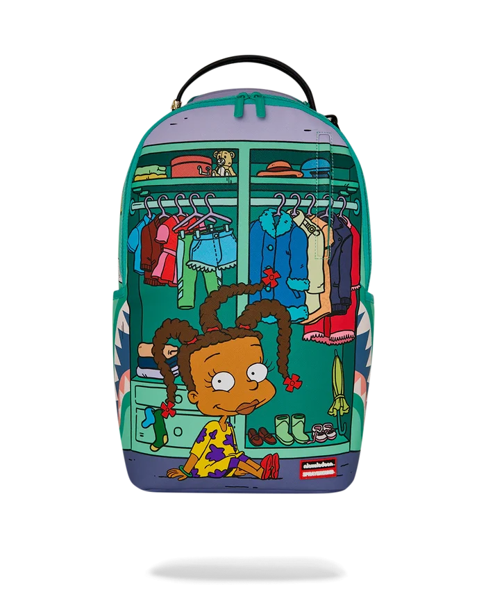 Sprayground Rugrats Susie Dress To Impress backpack with colorful cartoon design, adjustable straps, and durable material.