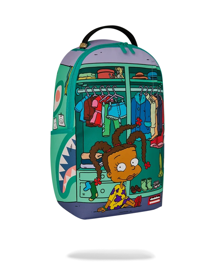 Sprayground Rugrats Susie Dress To Impress backpack with colorful cartoon design and adjustable straps, accessories for kids' style.