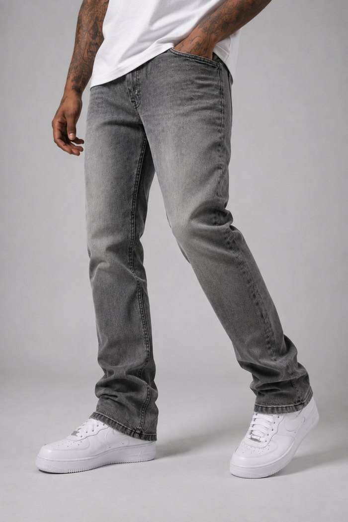 Switch Premium Wash Gray Denim Pants, men's slim fit jeans with faded wash and classic five-pocket design.