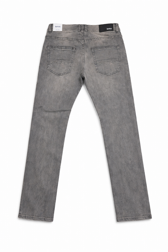 Gray Switch Premium Wash Denim Pants with classic fit and stitching, displayed on a hanger against a neutral background.