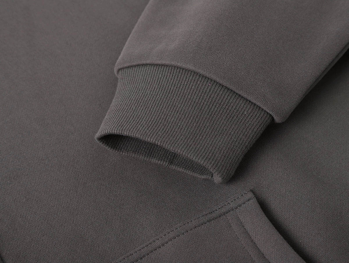 360 GSM CROPPED FIT 'FOG GRAY' ZIP-UP HOODIE
