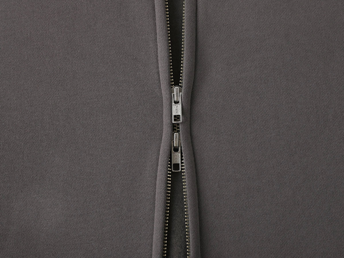 360 GSM CROPPED FIT 'FOG GRAY' ZIP-UP HOODIE